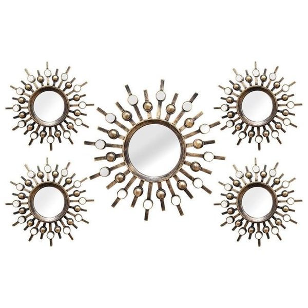 Homeroots HomeRoots Furniture 321345 Burst Wall Mirrors; Set of 5 321345